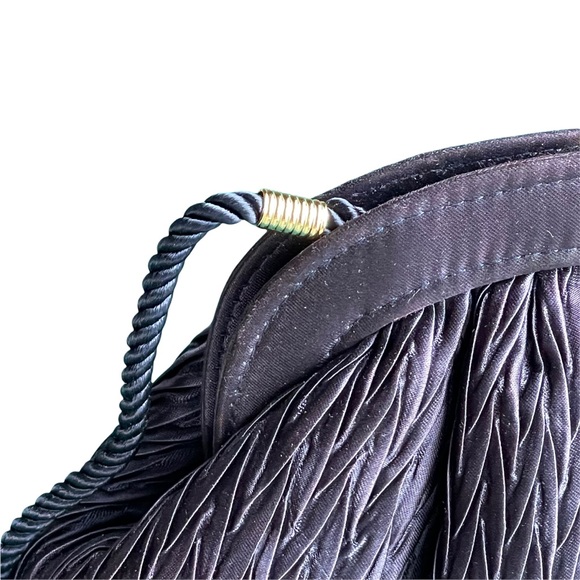 Vintage Vanessa purple silk mini clutch shoulder bag purse w/ braided strap - Picture 5 of 11